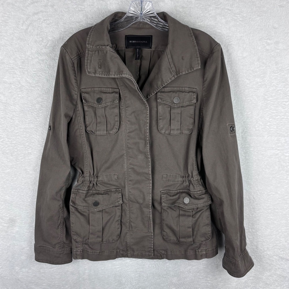 BCBGMAXAZRIA Military Anorak Jacket Drawstring Waist Utility‎ Coat Small